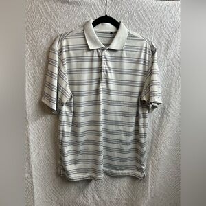 Source Unknown White & Gray Striped Polo